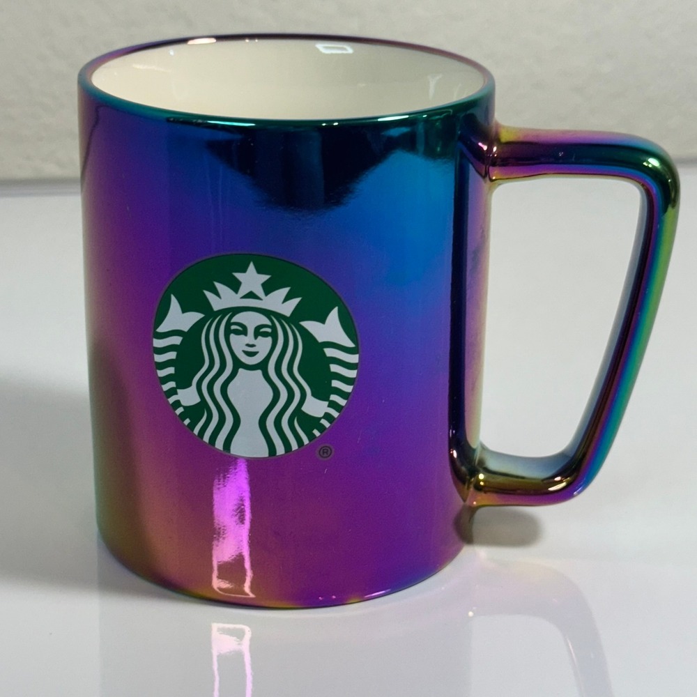 Starbucks Iridescent Coffee Mug Cup Colorful Rainbow Collectible